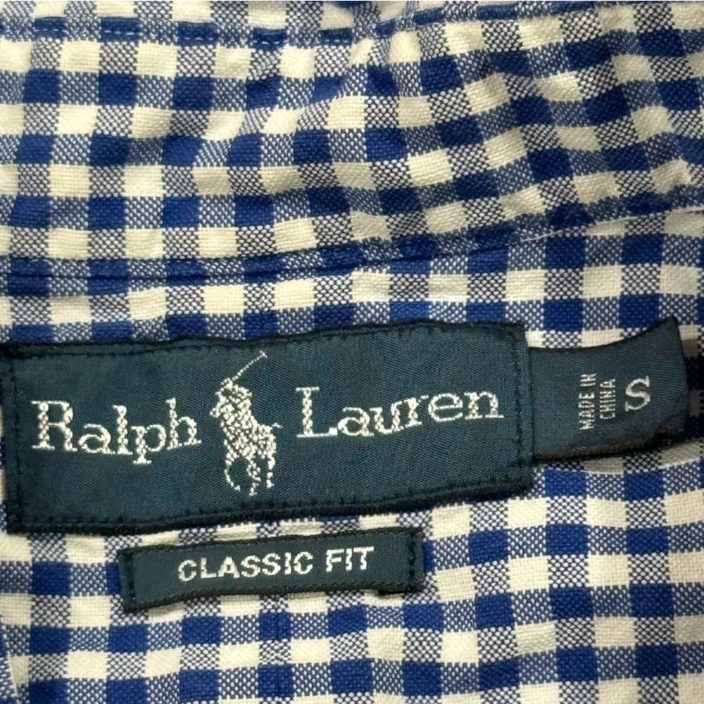Ralph Lauren Gingham Classic Fit Long Sleeve Button Front Top Size Small Men